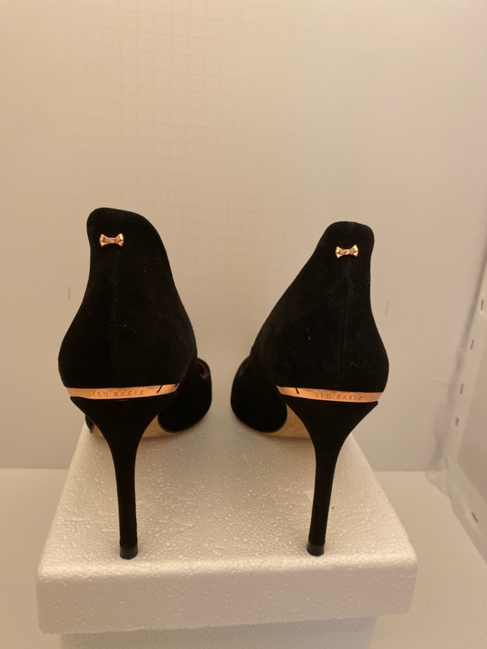 Ted Baker London Black Pointed-Toe Suede Pumps with Rose Gold Accent - Picture 2 of 4